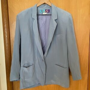 Vtg Color FX Baby Blue Silk Blazer 80’s/90’s Size M Oversized.